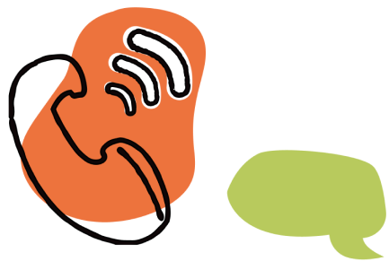 Cartoon drawing of a phone call