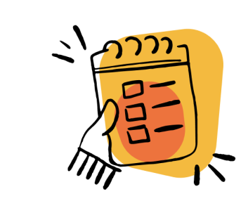 Cartoon drawing of a hand holding a checklist