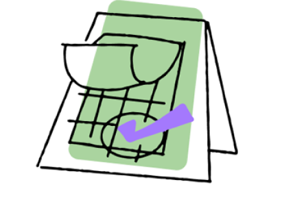 Cartoon drawing of a calendar with a tick mark