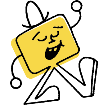 Cartoon drawing of a yellow man with a cowboy hat walking briskly