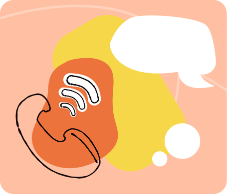 Cartoon graphic of a phone call